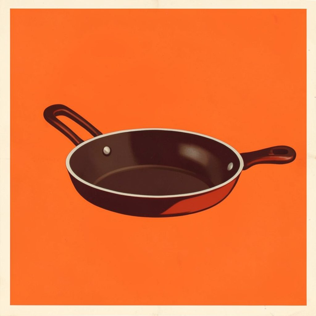 Matte gouache illustration of an 80 litre gas tilting bratt pan, steel body with control panel, warm kitchen light