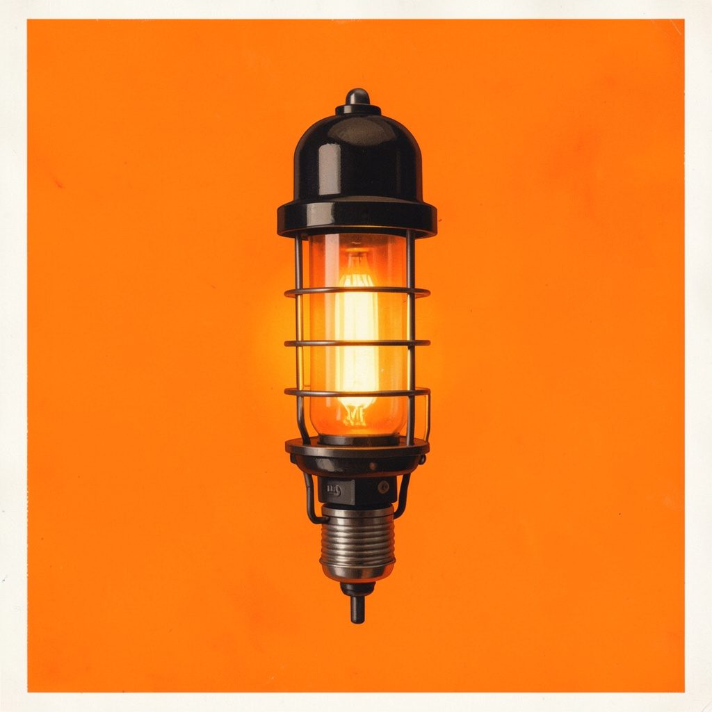 Gouache illustration of a classic salamander grill unit with glowing heating element, deep steel and amber tones